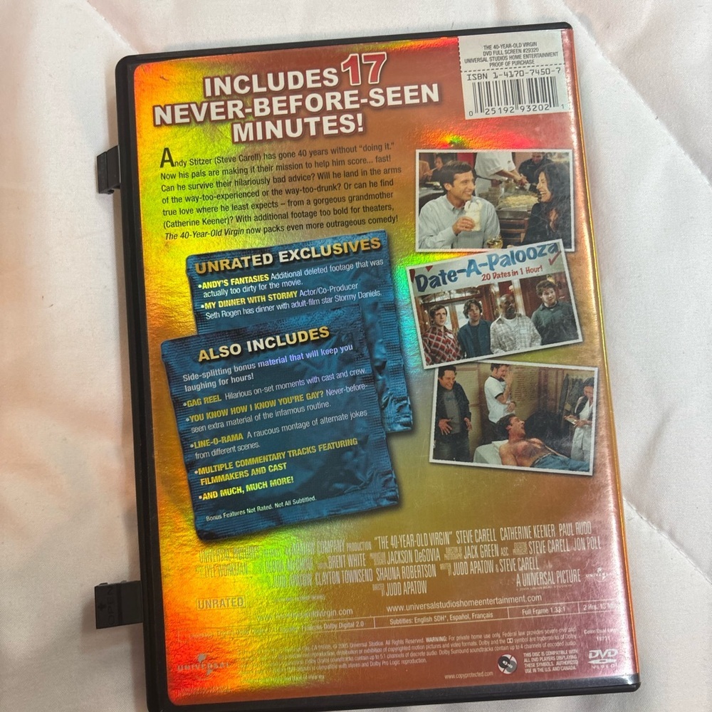 The 40 Year Old Virgin (Unrated) (DVD, 2005 - Picture 3 of 3